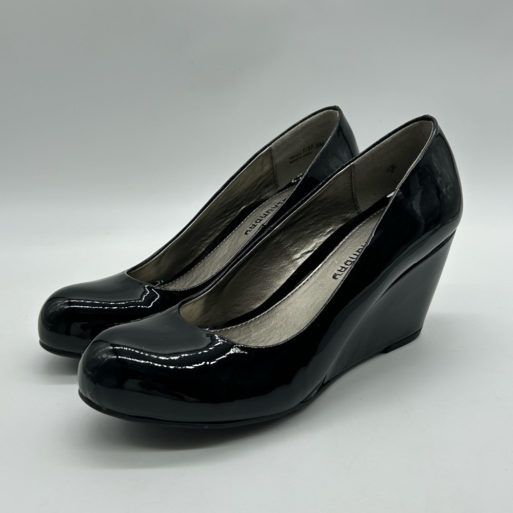 CL by Laundry Black Patent Wedge Heels Size 8.5 Man-Made Upper New With Box - Picture 5 of 12